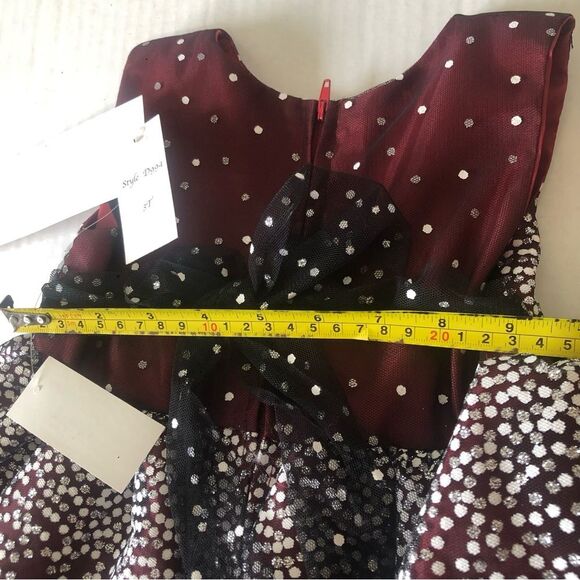 Red Sequin Dress with Velvet Flower Sash Sz 3T Special Occasion Holiday Wedding - Picture 10 of 10